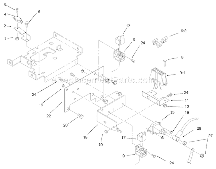 Hoodstand Electrical Housing & Wire Harness Diagram and Parts List for 73448 8900500-8999999 - 1998 Toro Lawn Tractor