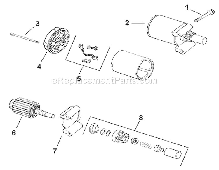 Starter Diagram and Parts List for 73448 8900500-8999999 - 1998 Toro Lawn Tractor