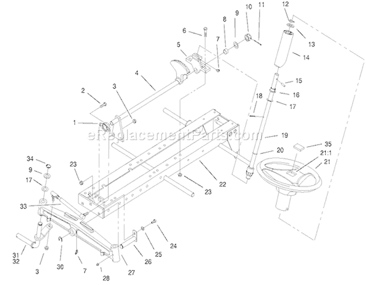 Frame, Axle & Steering System Diagram and Parts List for 73429 200000001-200999999 - 2000 Toro Lawn Tractor