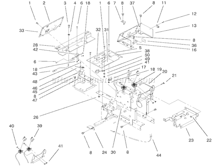 Hoodstand, Console Assembly Diagram and Parts List for 73429 200000001-200999999 - 2000 Toro Lawn Tractor