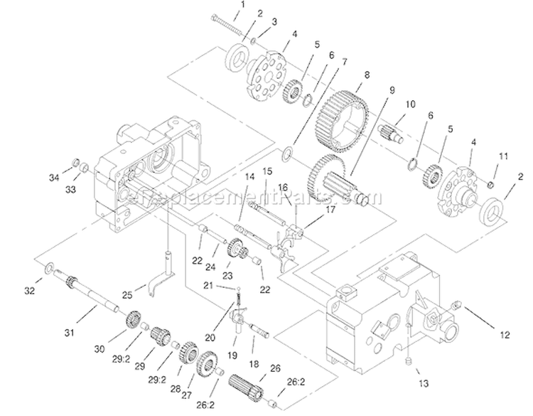 Transmission 8-Speed 8 Pinion Diagram and Parts List for 73429 200000001-200999999 - 2000 Toro Lawn Tractor