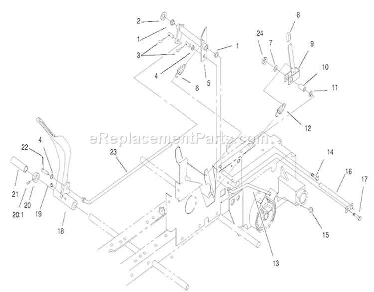 Brake System Assembly Diagram and Parts List for 73429 200000001-200999999 - 2000 Toro Lawn Tractor