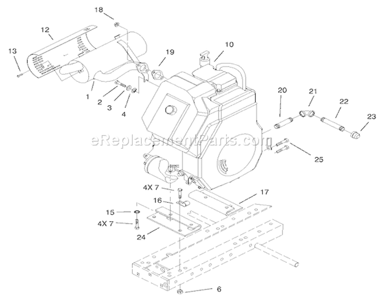Engine Assembly Diagram and Parts List for 73449 210000001-210999999 - 2001 Toro Lawn Tractor