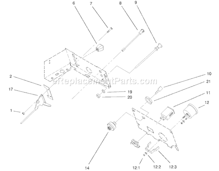 Gauges, Warning Lights and Controls Diagram and Parts List for 73449 210000001-210999999 - 2001 Toro Lawn Tractor