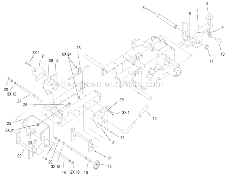 Hitch Assembly Diagram and Parts List for 73449 210000001-210999999 - 2001 Toro Lawn Tractor