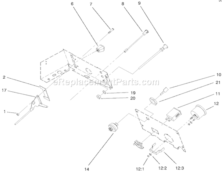 Gauges, Warning Lights and Controls Diagram and Parts List for 73449 9900001-9999999 - 1999 Toro Lawn Tractor