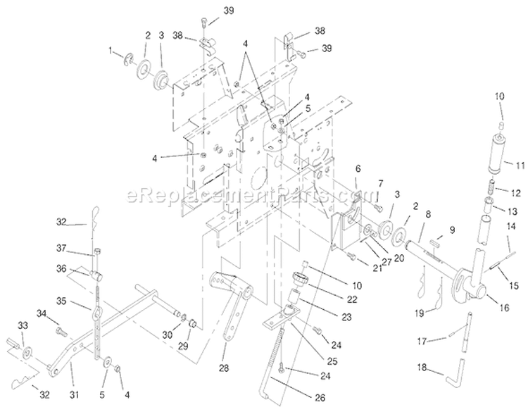 Manual Lift System Assembly Diagram and Parts List for 73449 9900001-9999999 - 1999 Toro Lawn Tractor