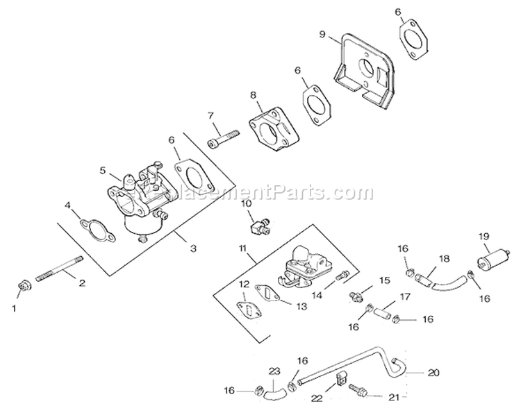 Fuel System Assembly Diagram and Parts List for 73450 220000001-220999999 - 2002 Toro Lawn Tractor