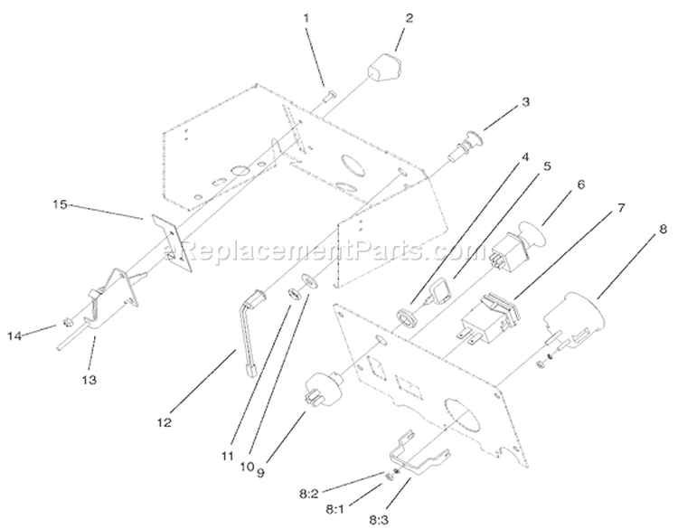 Gauges, Warning Lights and Controls Diagram and Parts List for 73450 220000001-220999999 - 2002 Toro Lawn Tractor
