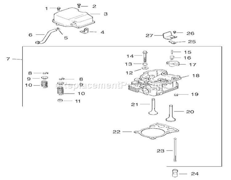 Head / Valve / Breather Assembly Diagram and Parts List for 73450 220000001-220999999 - 2002 Toro Lawn Tractor