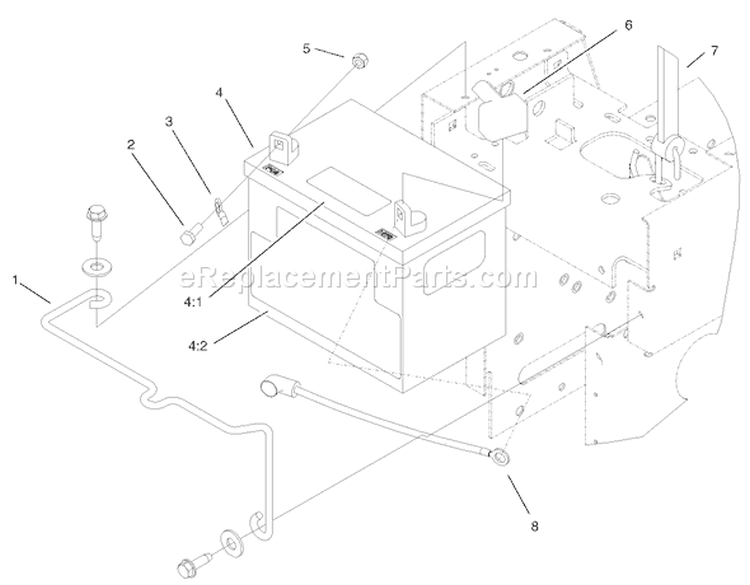 Battery Assembly Diagram and Parts List for 73450 220000001-220999999 - 2002 Toro Lawn Tractor