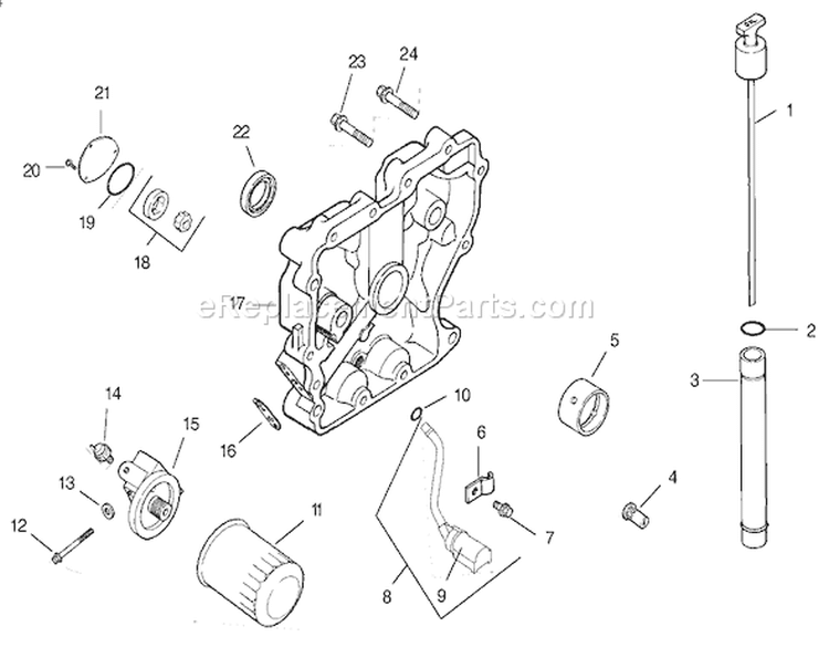 Oil Pan / Lubrication Diagram and Parts List for 73450 220000001-220999999 - 2002 Toro Lawn Tractor