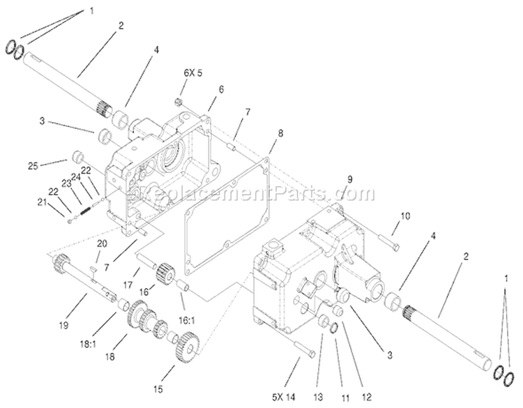 Transmission Case Assembly Diagram and Parts List for 73450 220000001-220999999 - 2002 Toro Lawn Tractor