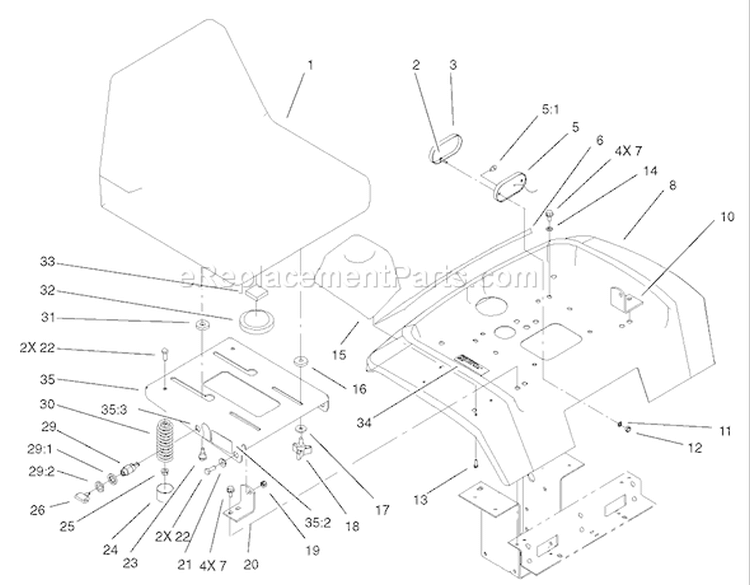 Fender, Seat and Tail Lights Diagram and Parts List for 73450 240000001-240999999 - 2004 Toro Lawn Tractor