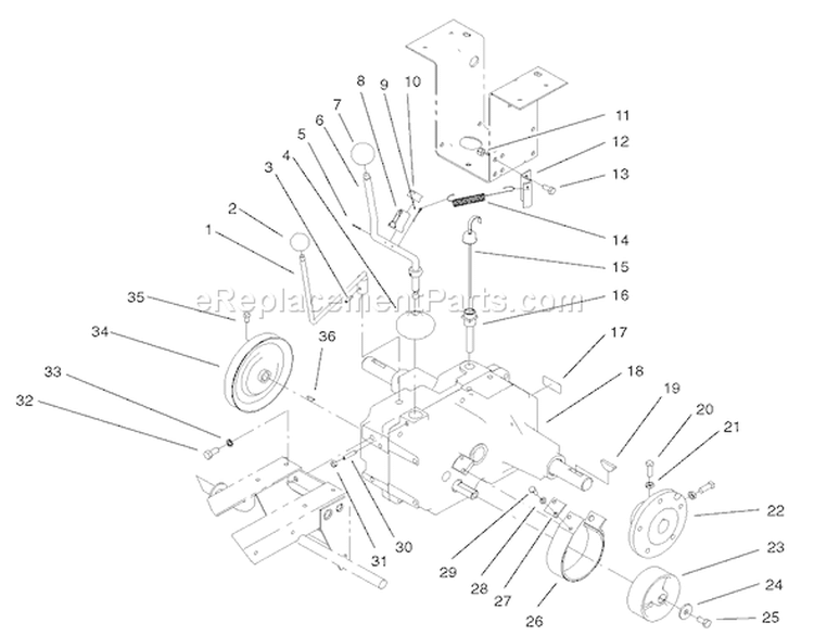 Transaxle Assembly Diagram and Parts List for 73450 240000001-240999999 - 2004 Toro Lawn Tractor
