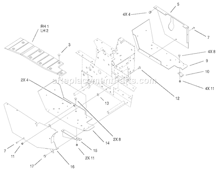 Footrest & Hoodstand Side Covers Diagram and Parts List for 73450 220000001-220999999 - 2002 Toro Lawn Tractor