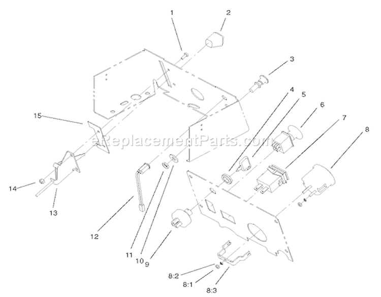 Gauges, Warning Lights and Controls Diagram and Parts List for 73450 240000001-240999999 - 2004 Toro Lawn Tractor