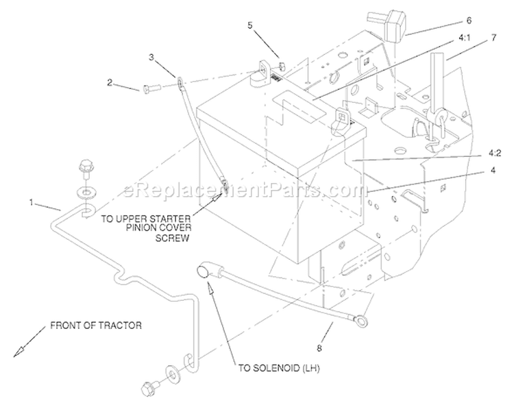 Battery Assembly Diagram and Parts List for 73450 240000001-240999999 - 2004 Toro Lawn Tractor