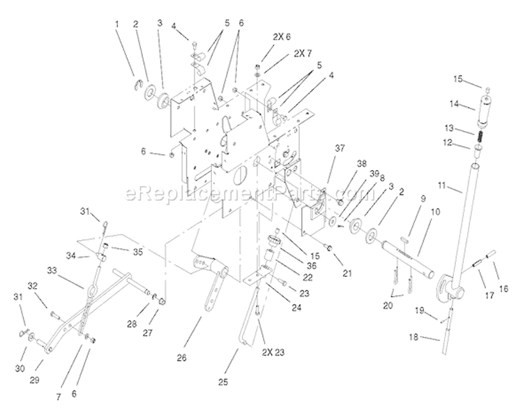 Manual Lift Assembly Diagram and Parts List for 73450 240000001-240999999 - 2004 Toro Lawn Tractor