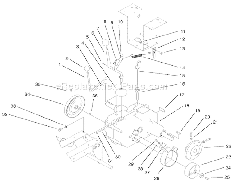 Transaxle Assembly Diagram and Parts List for 73450 220000001-220999999 - 2002 Toro Lawn Tractor