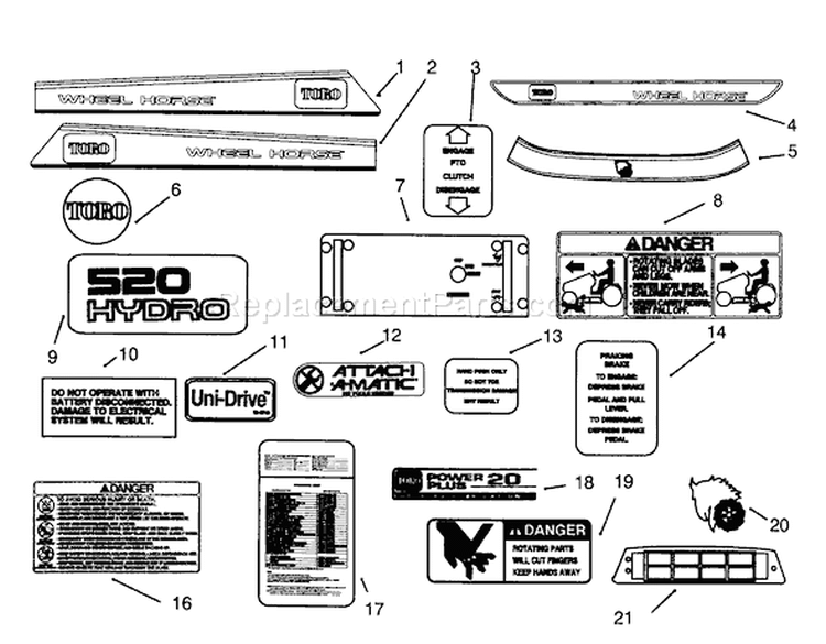 Page L Diagram and Parts List for 73520 5900178-5999999 - 1995 Toro Lawn Tractor