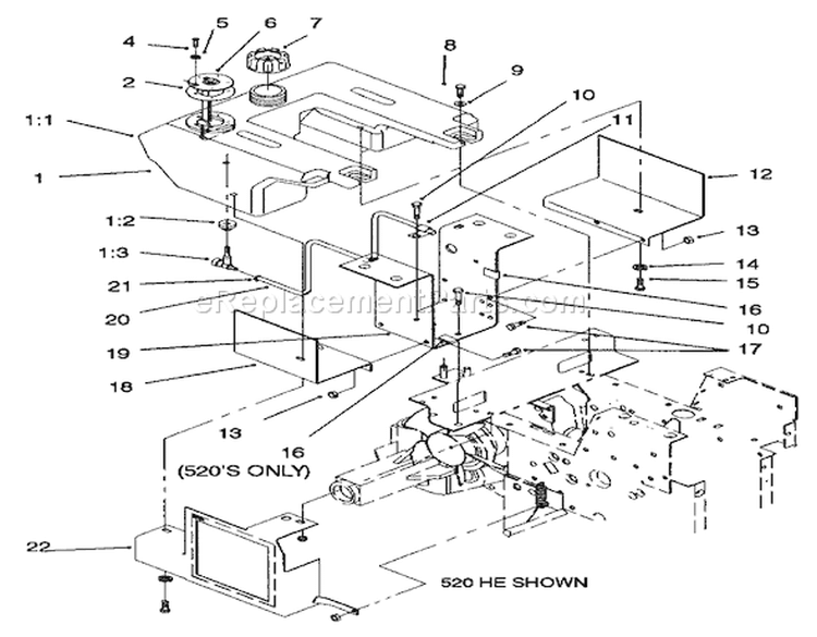 Page O Diagram and Parts List for 73521 7900001-7999999 - 1997 Toro Lawn Tractor