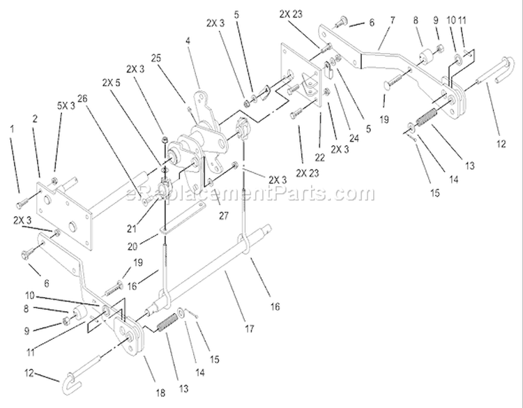 Hydro Lift Lower Assembly Diagram and Parts List for 73542 230000001-230999999 - 2003 Toro Lawn Tractor