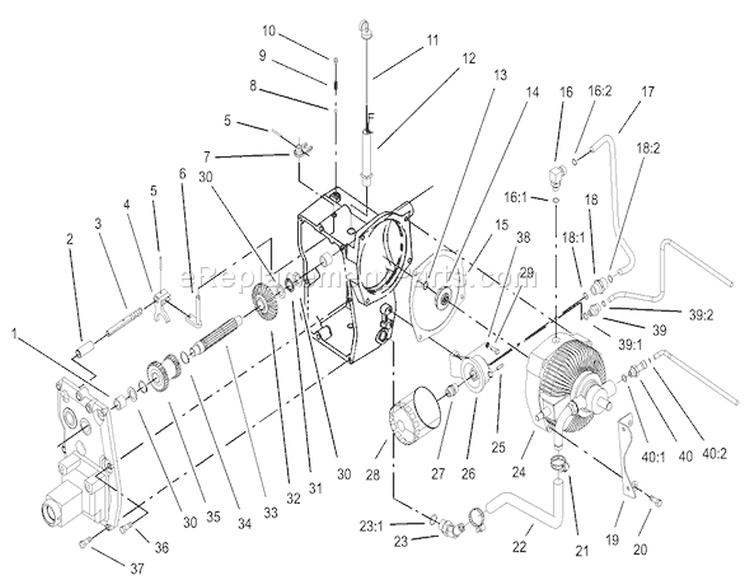 Hydro Transaxle Assembly Diagram and Parts List for 73542 230000001-230999999 - 2003 Toro Lawn Tractor
