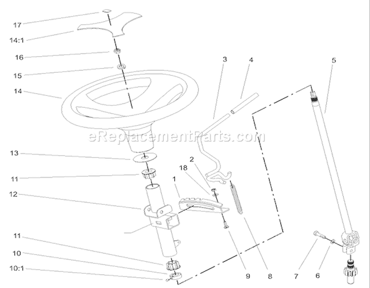 Manual Steering and Tilt Assembly Diagram and Parts List for 73542 230000001-230999999 - 2003 Toro Lawn Tractor