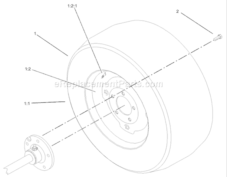 Wheel Assembly Diagram and Parts List for 73542 230000001-230999999 - 2003 Toro Lawn Tractor
