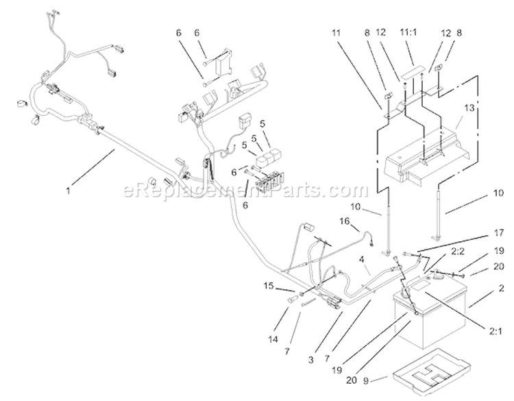 Electrical Assembly Diagram and Parts List for 73542 230000001-230999999 - 2003 Toro Lawn Tractor