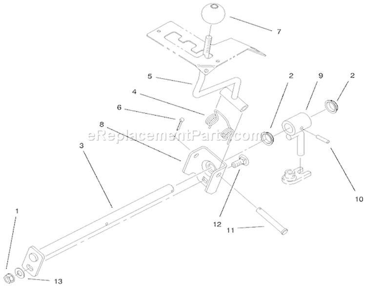 Hi-Lo Shift Assembly Diagram and Parts List for 73545 8900001-8999999 - 1998 Toro Lawn Tractor