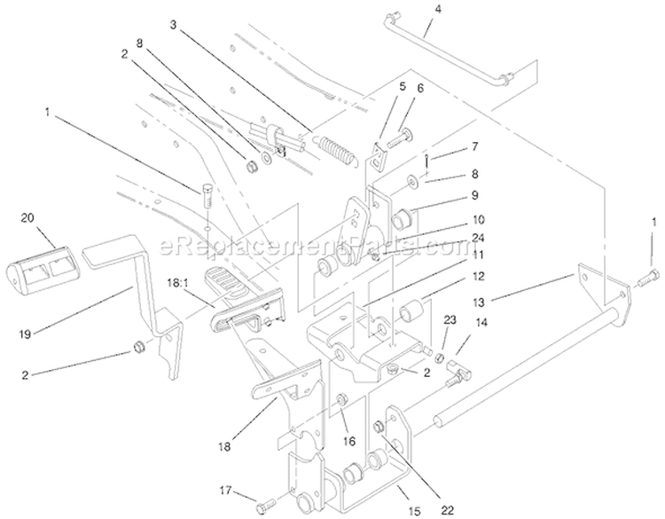 Hydro Controls Assembly Diagram and Parts List for 73545 8900001-8999999 - 1998 Toro Lawn Tractor