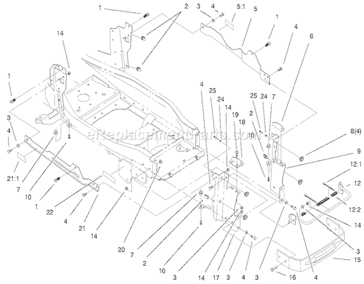 Bumper And Hood Assembly Diagram and Parts List for 73545 8900001-8999999 - 1998 Toro Lawn Tractor