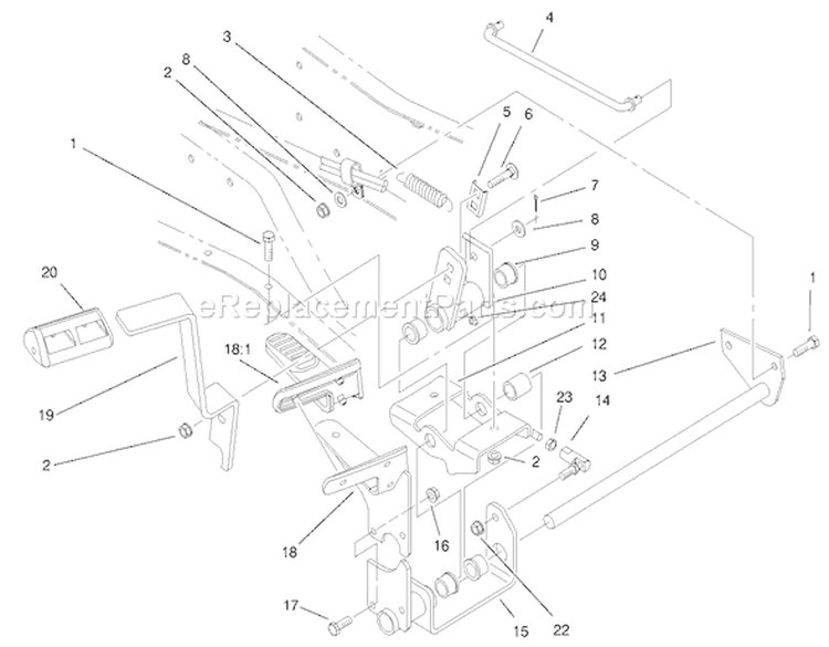 Hydro Controls Assembly Diagram and Parts List for 73551 8900001-8999999 - 1998 Toro Lawn Tractor