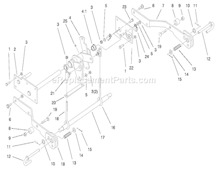 Hydro Lift Lower Assembly Diagram and Parts List for 73551 8900001-8999999 - 1998 Toro Lawn Tractor