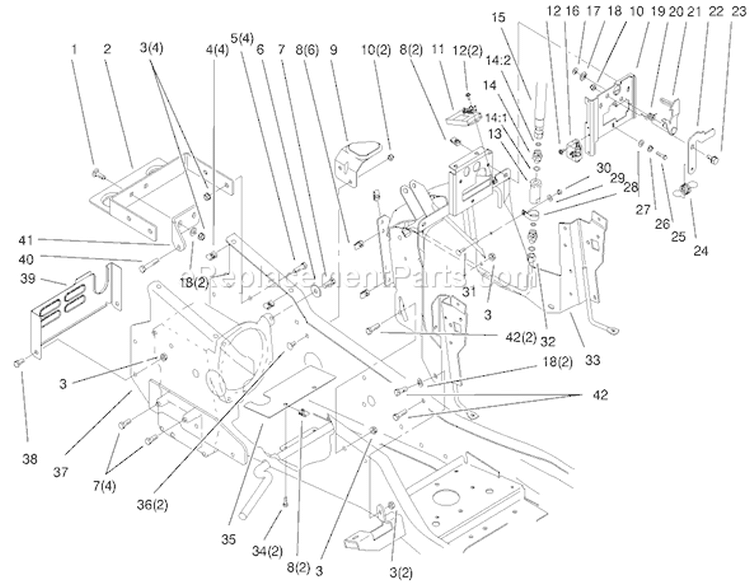 Steering Tower and Fuel Tank Diagram and Parts List for 73551 8900001-8999999 - 1998 Toro Lawn Tractor
