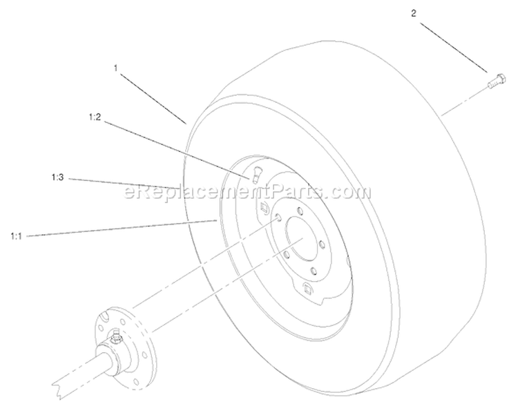 Wheel Assembly Diagram and Parts List for 73551 8900001-8999999 - 1998 Toro Lawn Tractor