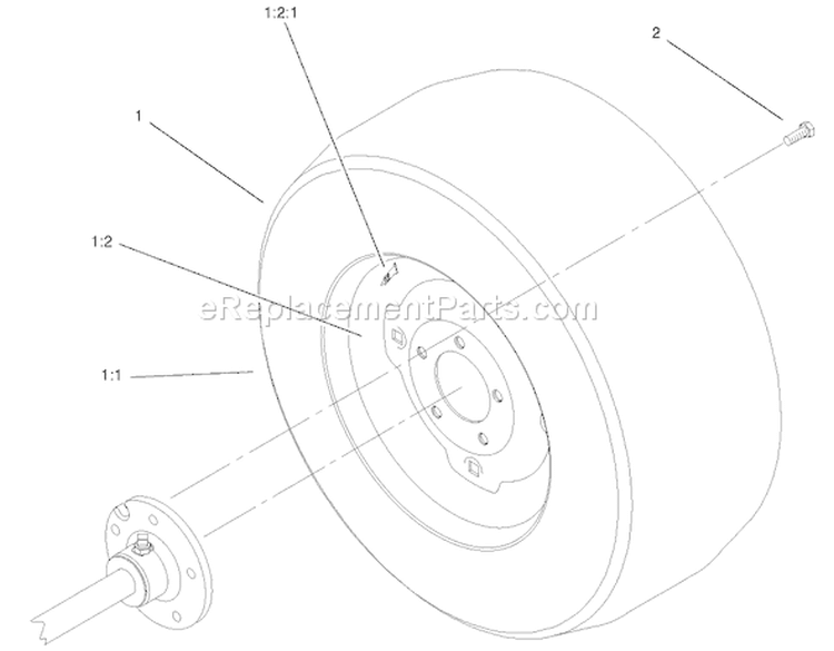Wheel Assembly Diagram and Parts List for 73552 200000001-200999999 - 2000 Toro Lawn Tractor