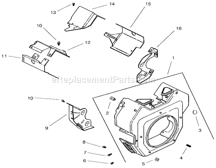 Group 6-Blower Housing & Baffles Diagram and Parts List for 73560 8900001-8999999 - 1998 Toro Lawn Tractor