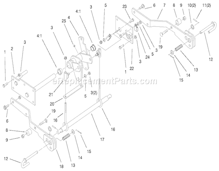 Hydro Lift Lower Assembly Diagram and Parts List for 73560 8900001-8999999 - 1998 Toro Lawn Tractor