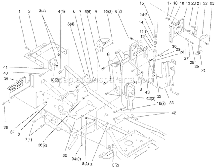 Steering Tower and Fuel Tank Diagram and Parts List for 73560 8900001-8999999 - 1998 Toro Lawn Tractor
