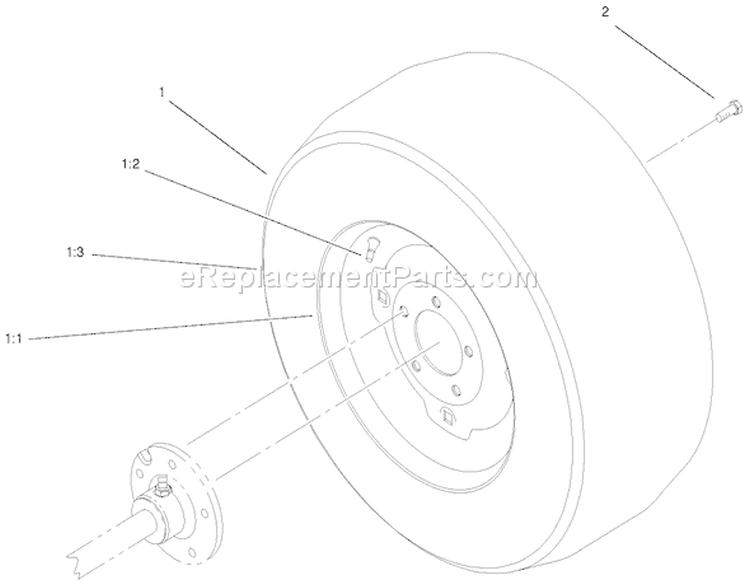 Wheel Assembly Diagram and Parts List for 73560 8900001-8999999 - 1998 Toro Lawn Tractor