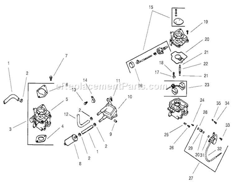 Fuel System-Kohler Diagram and Parts List for 73561SEI 200000001-200999999 - 2000 Toro Lawn Tractor