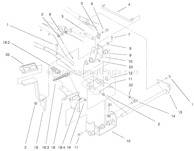 Hydro Controls Assembly Diagram and Parts List for 73561SEI 200000001-200999999 - 2000 Toro Lawn Tractor