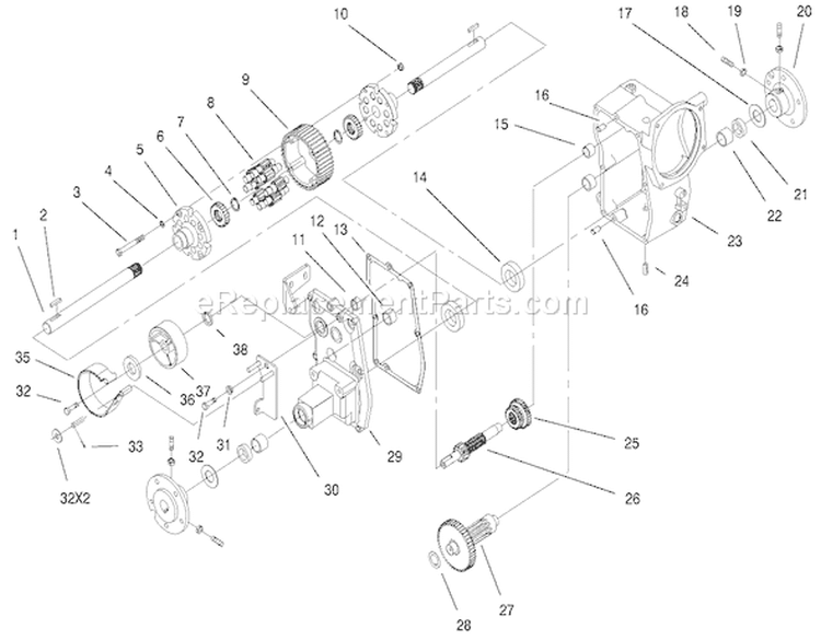 Hydro Trans Axle Assembly Diagram and Parts List for 73561SEI 200000001-200999999 - 2000 Toro Lawn Tractor