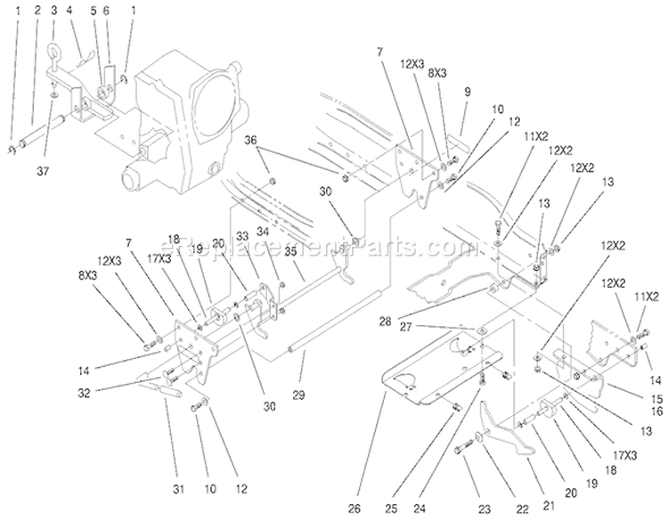 Attach-A-Matic And Hitch Assembly Diagram and Parts List for 73561SEI 200000001-200999999 - 2000 Toro Lawn Tractor