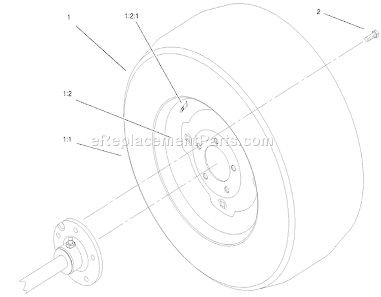 Wheel Assembly Diagram and Parts List for 73561SEI 200000001-200999999 - 2000 Toro Lawn Tractor