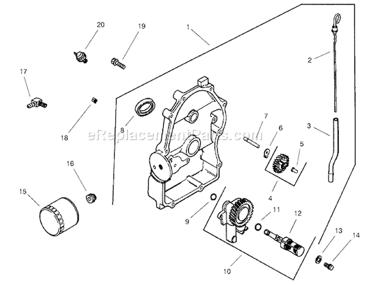 Group 3-Oil Pan / Lubrication Diagram and Parts List for 73561 200000201-200999999 - 2000 Toro Lawn Tractor