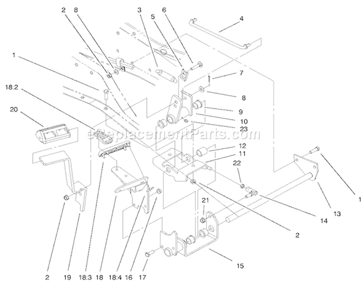 Hydro Controls Assembly Diagram and Parts List for 73561 200000201-200999999 - 2000 Toro Lawn Tractor